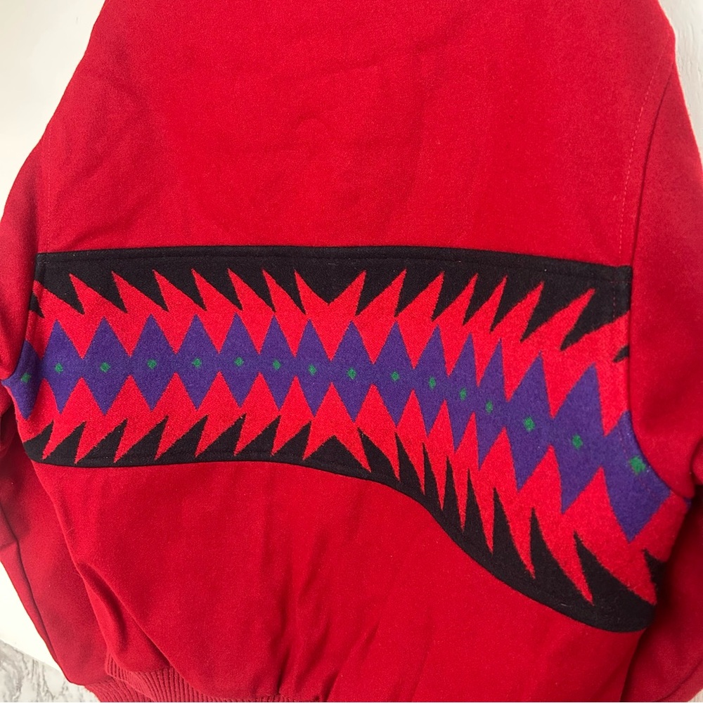 Pendleton Red and Black Geometric Bomber Jacket - image 7